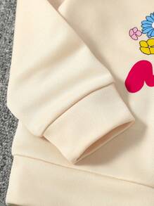 SHEIN Young Girl 2pcs Letter Printed Hooded Sports Jacket And Pants Set, Spring And Autumn - Apricot - View 6