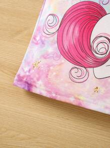 SHEIN Young Girl Unicorn & Letter Graphic Ruffle Trim Dress - Multicolor - View 6