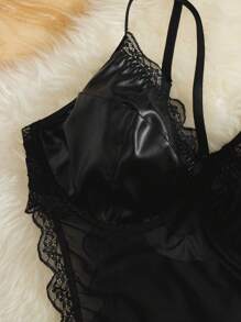 Plus 4pack Contrast Lace Underwire Costume Set - Black - View 3