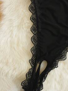 Plus 4pack Contrast Lace Underwire Costume Set - Black - View 5