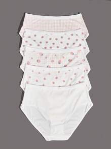 大碼5件草莓圖案內褲 - 彩色 - 查看 2