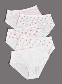 大碼5件草莓圖案內褲 - 彩色 - 查看 5