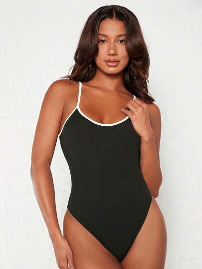 SHEIN BASICS Cami Body mit Kontrastsaum,