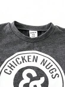 SHEIN Bebé niño Shorts con camiseta con estampado de letra - Multicolor - Ver 3