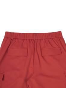 Manfinity LEGND 男士側翻蓋口袋工裝短褲 - 酒紅色 - 查看 8