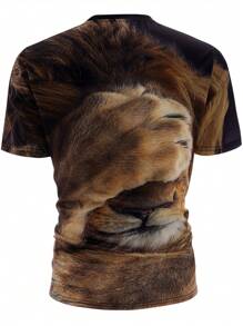 Manfinity LEGND Magliette da uomo a collo a giro a maniche corte con motivo grafico di animali, vestibilità aderente, estive - Multicolore - Visualizzare 2