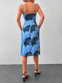 RueChic Marble Print Cami Dress - Blue - View 2