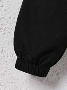 SHEIN Leap Crew 女大童撞色字母補丁細節拉鏈開襟連帽夾克 - 彩色 - 查看 3