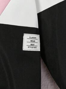 SHEIN Leap Crew 女大童撞色字母補丁細節拉鏈開襟連帽夾克 - 彩色 - 查看 5