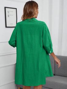 INAWLY de hombros caídos Camisa & con nudo delantero Shorts - Verde - Ver 2