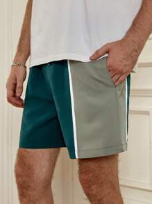 Aesthetic Post Quần Short Nam Túi Khối Màu Giải trí - Màu xanh lá cây đậm - Xem 3