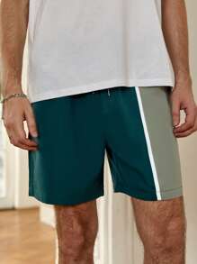 Aesthetic Post Quần Short Nam Túi Khối Màu Giải trí - Màu xanh lá cây đậm - Xem 5