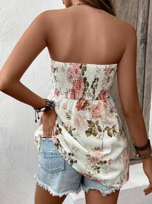 SHEIN LUNE 印花抹胸上衣 - 白色 - 查看 2