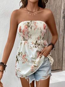 SHEIN LUNE 印花抹胸上衣 - 白色 - 查看 3