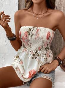 SHEIN LUNE 印花抹胸上衣 - 白色 - 查看 6