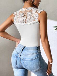 SHEIN Privé Body panel con encaje - Blanco - Ver 2