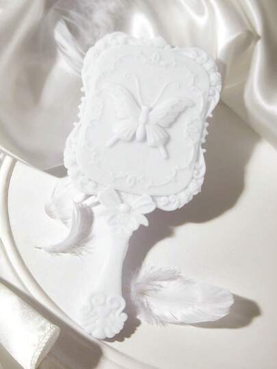 1pc Butterfly Decor Handheld Mirror