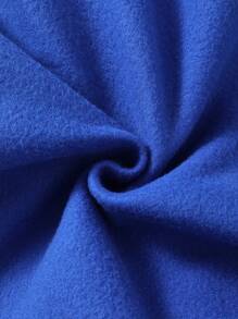 SHEIN EZwear 字母圖案袋鼠口袋抽繩保暖連帽衫 - 藍色 - 查看 4