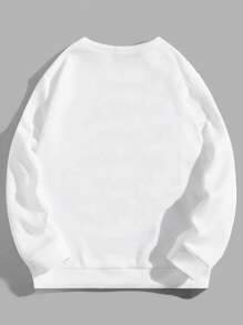 EURMUSE Men Letter Graphic Sweatshirt - White - View 2