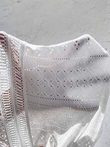 SHEIN Frenchy Áo khoác và áo lót dành cho xe tăng nữ Tương phản ren Tranh thêu màu trơn Boho - trắng - Xem 7