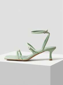 MOTF PREMIUM Mujer con diseño de hebilla con tacón escultural Sandalias , de moda menta verde Sandalias con correa en el tobillo - verde menta - Ver 9