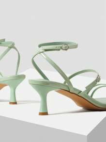 MOTF PREMIUM Mujer con diseño de hebilla con tacón escultural Sandalias , de moda menta verde Sandalias con correa en el tobillo - verde menta - Ver 5