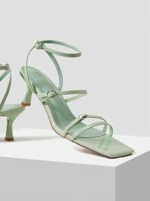 MOTF PREMIUM Mujer con diseño de hebilla con tacón escultural Sandalias , de moda menta verde Sandalias con correa en el tobillo - verde menta - Ver 11