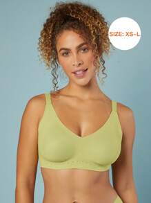LUVLETTE Dream Curve 2ndSkin Wireless Plunge Lounge Silicone No Show Bra - Green - View 13