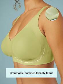 LUVLETTE Dream Curve 2ndSkin Wireless Plunge Lounge Silicone No Show Bra - Green - View 3