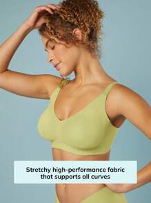 LUVLETTE Dream Curve 2ndSkin Wireless Plunge Lounge Silicone No Show Bra - Green - View 4