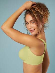 LUVLETTE Dream Curve 2ndSkin Wireless Plunge Lounge Silicone No Show Bra - Green - View 7