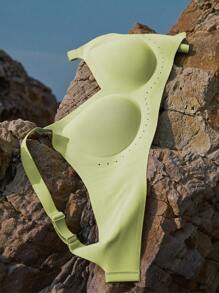 LUVLETTE Dream Curve 2ndSkin Wireless Plunge Lounge Silicone No Show Bra - Green - View 12