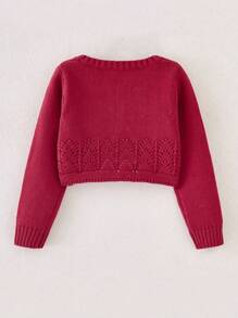One-Piece Tween Girl's Elegant Retro Three-Button Curved Hem Cardigan Autumn And Winter