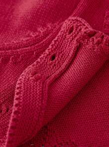 One-Piece Tween Girl's Elegant Retro Three-Button Curved Hem Cardigan Autumn And Winter