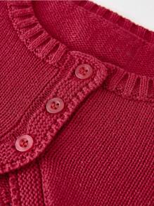 One-Piece Tween Girl's Elegant Retro Three-Button Curved Hem Cardigan Autumn And Winter