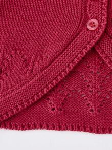 One-Piece Tween Girl's Elegant Retro Three-Button Curved Hem Cardigan Autumn And Winter