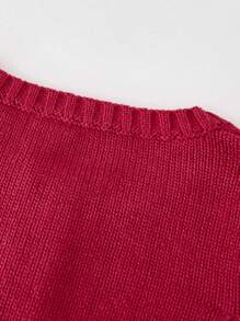 One-Piece Tween Girl's Elegant Retro Three-Button Curved Hem Cardigan Autumn And Winter