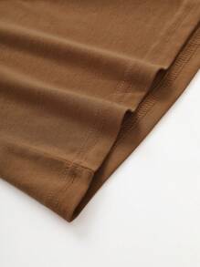INAWLY 素色圓領T恤 - 棕色 - 查看 3