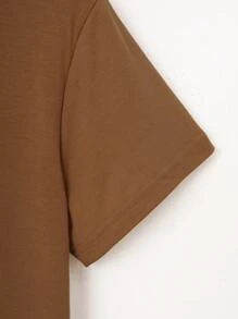 INAWLY 素色圓領T恤 - 棕色 - 查看 4
