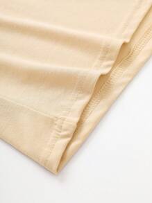 INAWLY Solid Round Neck Tee - Apricot - View 4