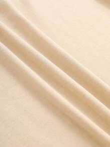 INAWLY Solid Round Neck Tee - Apricot - View 5