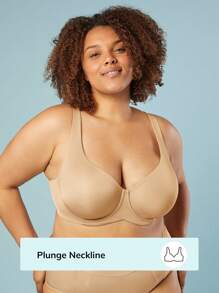LUVLETTE Plus Dream Curve 2ndSkinPlunge T-Shirt Bra - Apricot - View 3