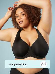 LUVLETTE Plus Dream Curve Support+ Plunge Bra - Black - View 3