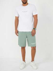 RueChic Men Slogan Graphic Tee & Shorts - White - View 3