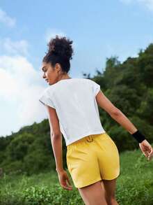 Gameset SHEIN Sport Tricou cu mânecă scurtă și mâneci largi pentru drumeții în aer liber și navetă