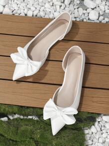 Fall/Winter 2025 Summer New Fashion Flat Shoes For Women, Bow Pointed Toe Pink Flats