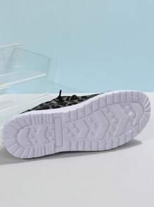 女士豹紋圖案繫帶休閒運動戶外帆布鞋 - 彩色 - 查看 3