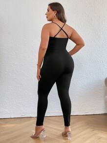 SHEIN Privé Mono de tirantes con abertura escalonada