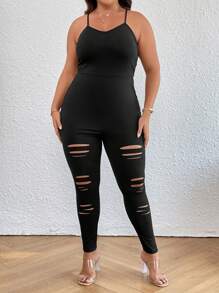 SHEIN Privé Mono de tirantes con abertura escalonada
