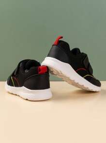 女嬰刺繡細節魔術貼跑步鞋適用於戶外 - 黑色 - 查看 4